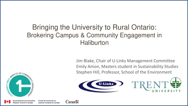 bringing the university to rural ontario