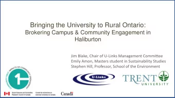 Bringing the University to Rural Ontario:  Brokering Campus &amp; Community Engagement in