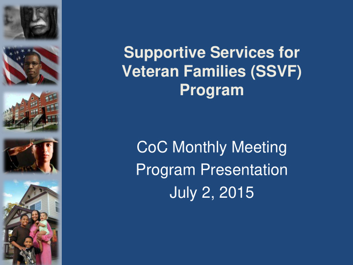 supportive services for veteran families ssvf program coc