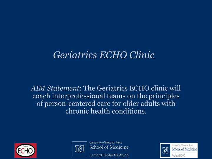 geriatrics echo clinic