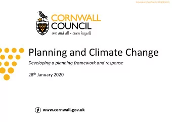 Planning and Climate Change  Developing a planning framework and response 28 th January 2020
