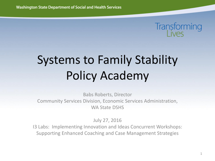 systems to family stability