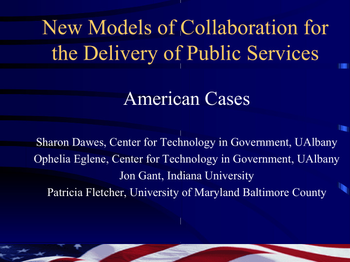 new models of collaboration for the delivery of public