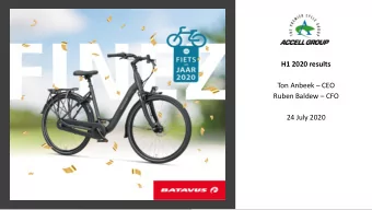 H1 2020 results Ton Anbeek  CEO Ruben Baldew  CFO  24 July 2020  Disclaimer  This