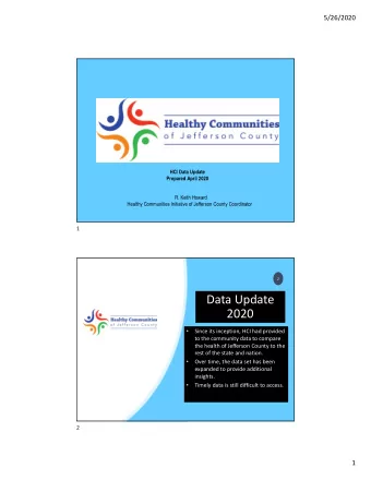 Data Update  2020    Since its inception, HCI had provided  to the community data to compare