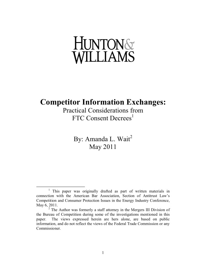competitor information exchanges