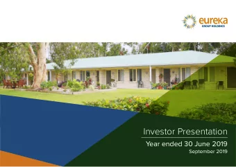 Investor Presentation  Year ended 30 June 2019  September 2019  Disclaimer  No responsibility for