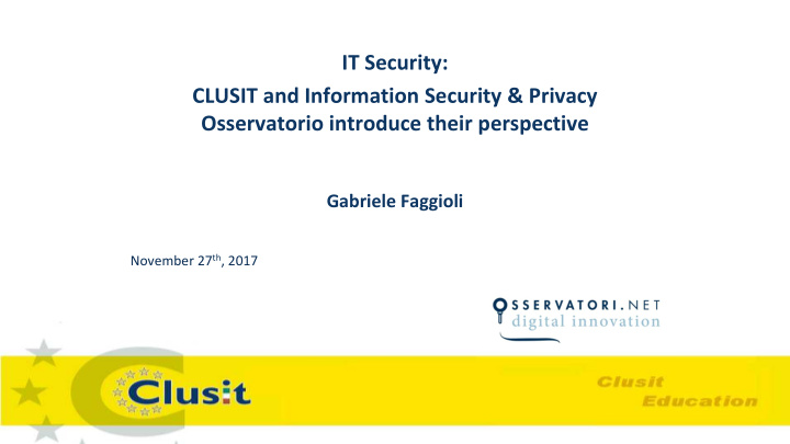 clusit and information security privacy