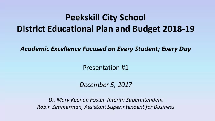 peekskill city school district educational plan and