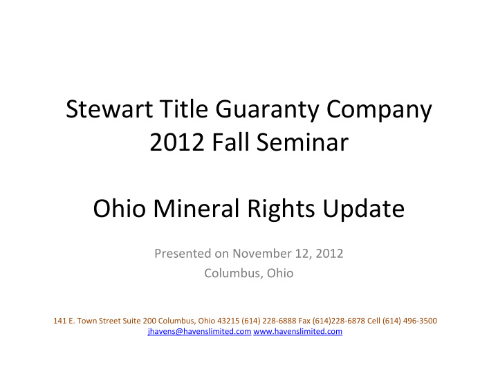 stewart title guaranty company 2012 fall seminar ohio