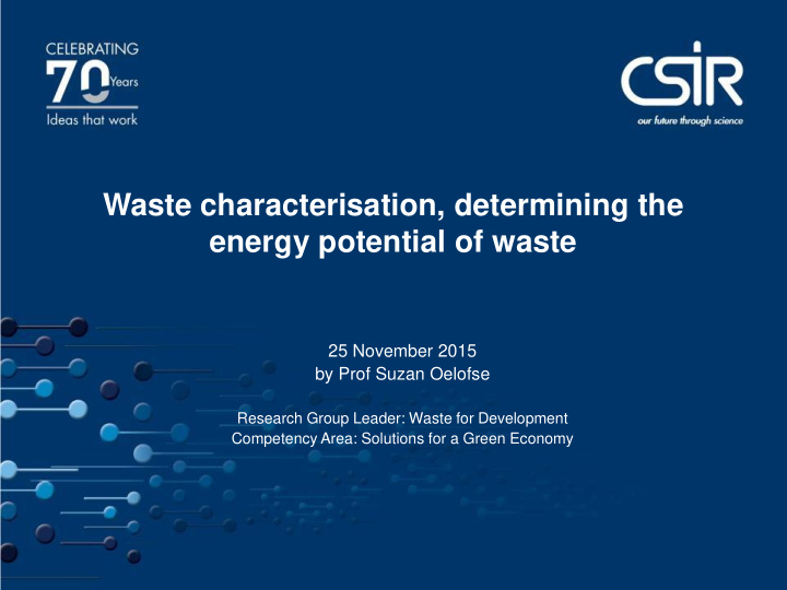 waste characterisation determining the energy potential
