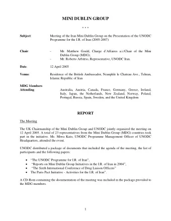 MINI DUBLIN GROUP  * * * Subject :  Meeting of the Iran Mini Dublin Group on the Presentation of