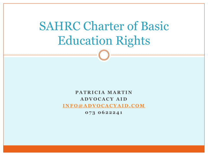 sahrc charter of basic education rights