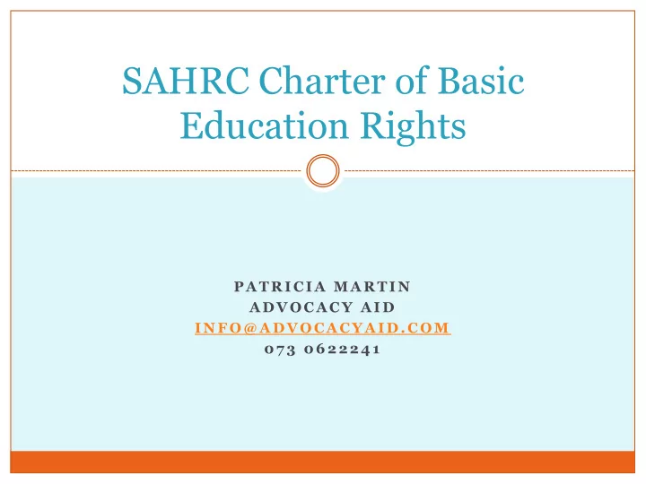 sahrc charter of basic education rights