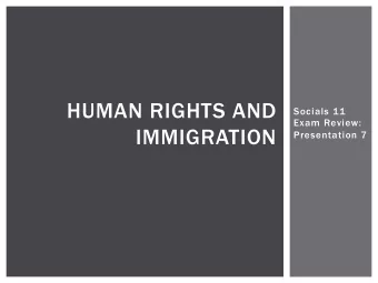 HUMAN RIGHTS AND  Socials 11  Exam Review:  IMMIGRATION  Presentation 7  HUMAN RIGHTS IN CANADA