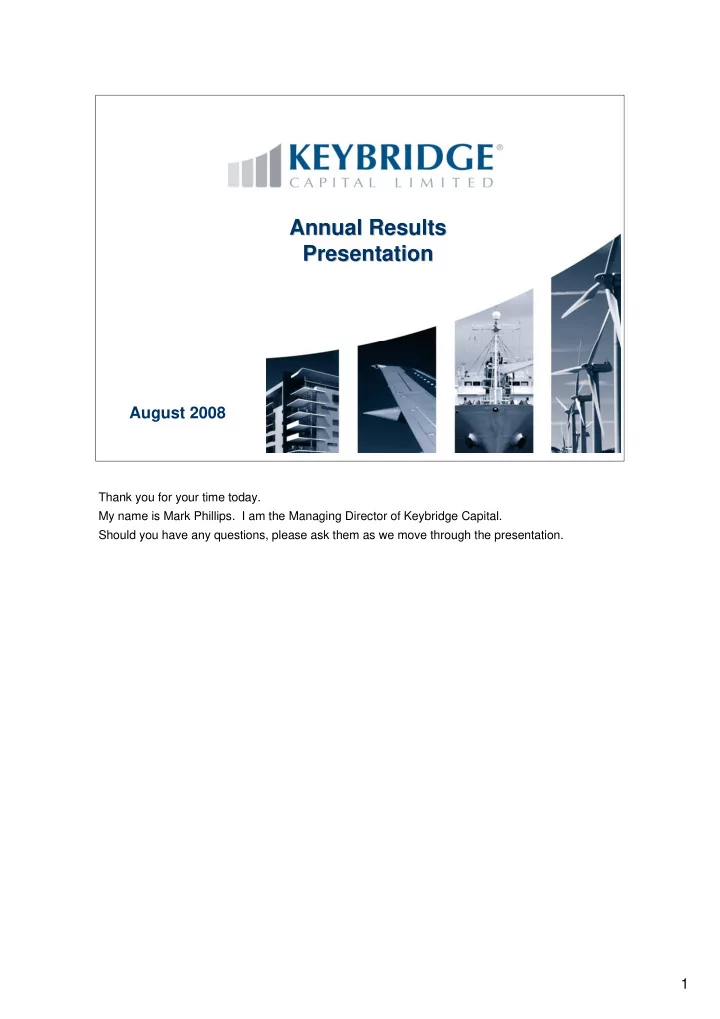 annual results annual results presentation presentation