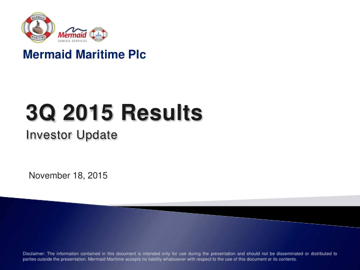 3q 2015 results