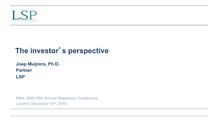 the investor s perspective