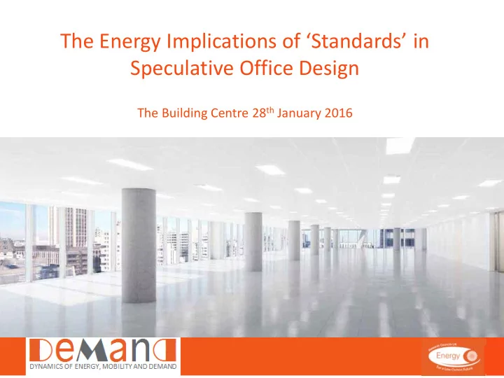 the energy implications of standards in speculative