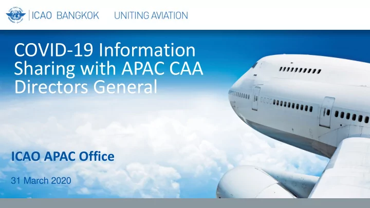 covid 19 information sharing with apac caa directors