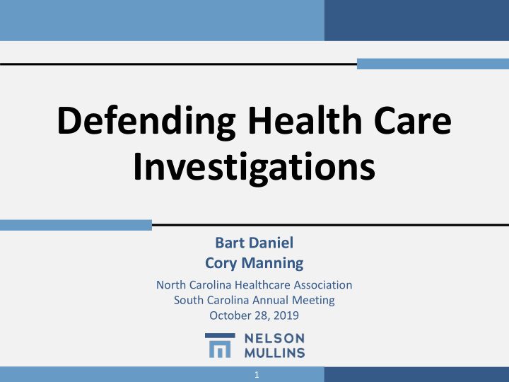 defending health care investigations