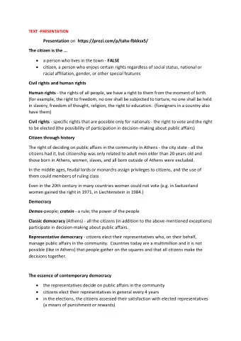 Presentation on https://prezi.com/p/tahx-fbkksx5/ The citizen is the ...  a person who lives in