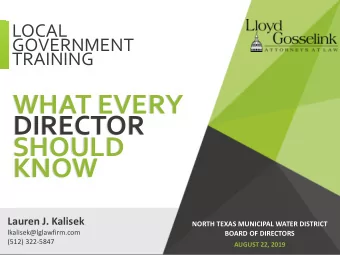 WHAT EVERY  WHAT EVERY  DIRECTOR  DIRECTOR  SHOULD  SHOULD  KNOW  KNOW  Lauren J. Kalisek  NORTH