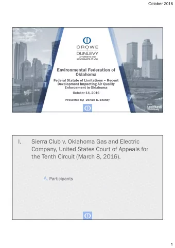 I.  Sierra Club v. Oklahoma Gas and Electric  Company, United States Court of Appeals for  the