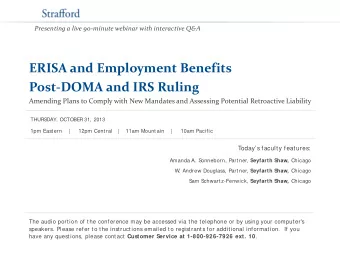 ERISA and Employment Benefits  Post-DOMA and IRS Ruling  Amending Plans to Comply with New Mandates