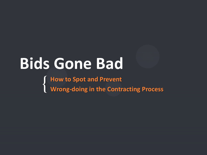 how to spot and prevent wrong doing in the contracting
