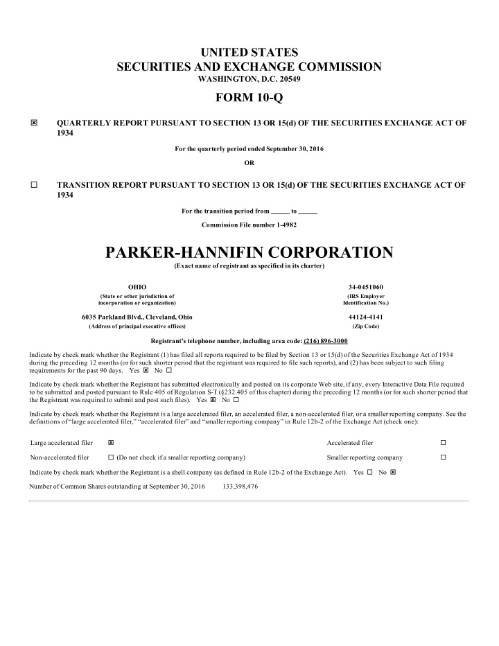 parker hannifin corporation