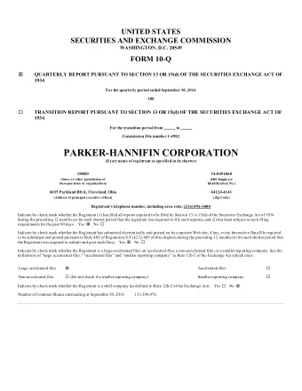 PARKER-HANNIFIN CORPORATION  (Exact name of registrant as specified in its charter)  OHIO