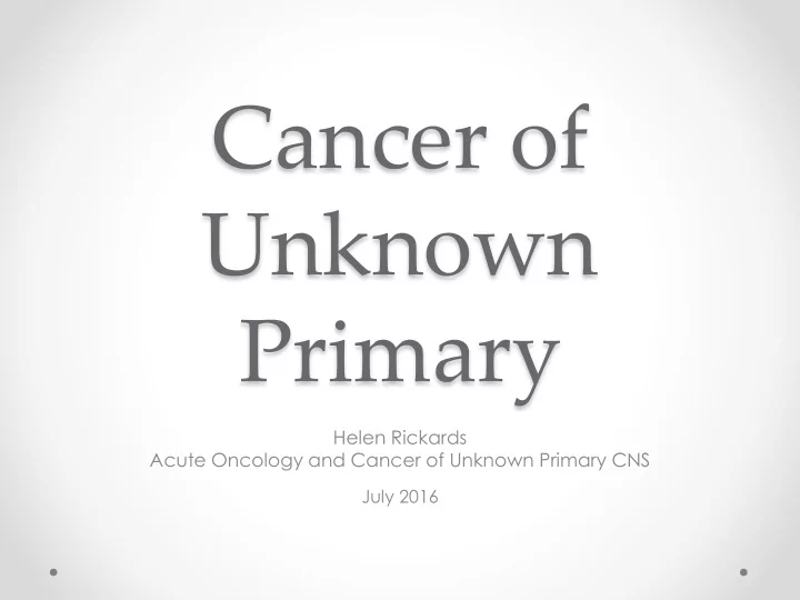 cancer of unknown primary