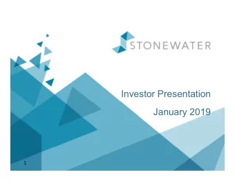 Investor Presentation  January 2019  1  Contents  1. Background  2. Strategy  3. Operations  4.