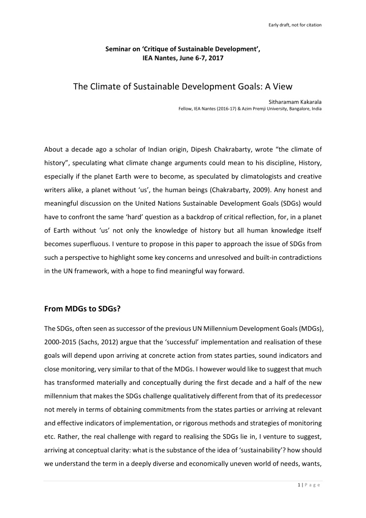 the climate of sustainable development goals a view