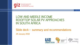 LO  LOW  AN  AND  MIDDL  DDLE  INCOME  OME  ROOF  OFTOP  TOP  SOLA  LAR  PV  AP  APPROA  ROACHES