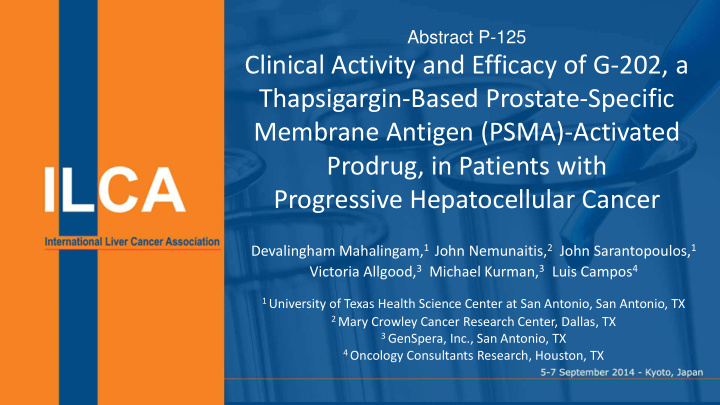 clinical activity and efficacy of g 202 a thapsigargin