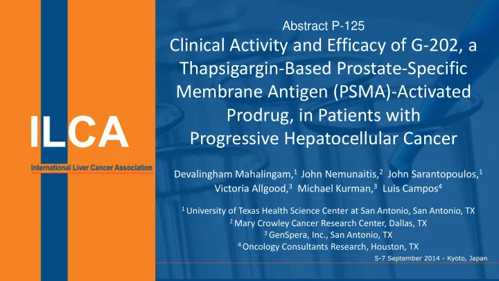 clinical activity and efficacy of g 202 a thapsigargin