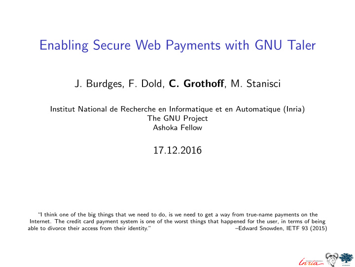 enabling secure web payments with gnu taler