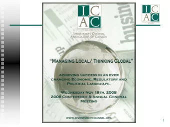 1  Thank you to Our Sponsors  2  Thank you to Our Speakers  3  ICAC 2008 AGM 1. Minutes of the 2007