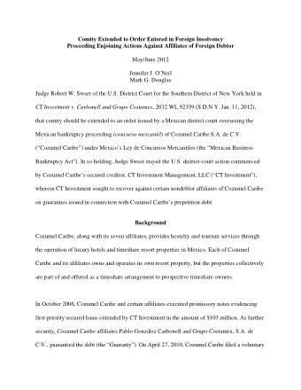 Comity Extended to Order Entered in Foreign Insolvency Proceeding Enjoining Actions Against