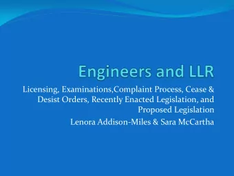 Licensing, Examinations,Complaint Process, Cease &amp;  Desist Orders, Recently Enacted