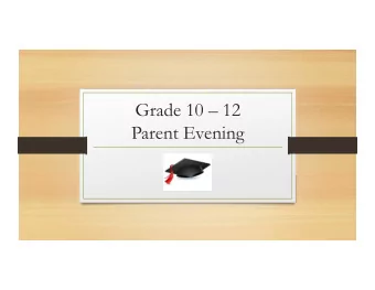 Grade 10  12  Parent Evening  Overview  Our role as counsellors  Anxiety and stress