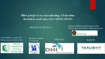 Pilot proje c t on monitoring  of ma rine  ha bita ts a nd spe c ie s (2015- 2018)  Na tio na l F