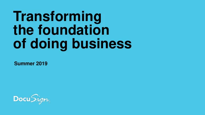 transforming the foundation