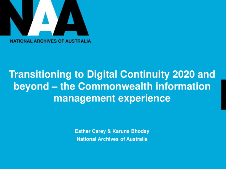 transitioning to digital continuity 2020 and beyond the