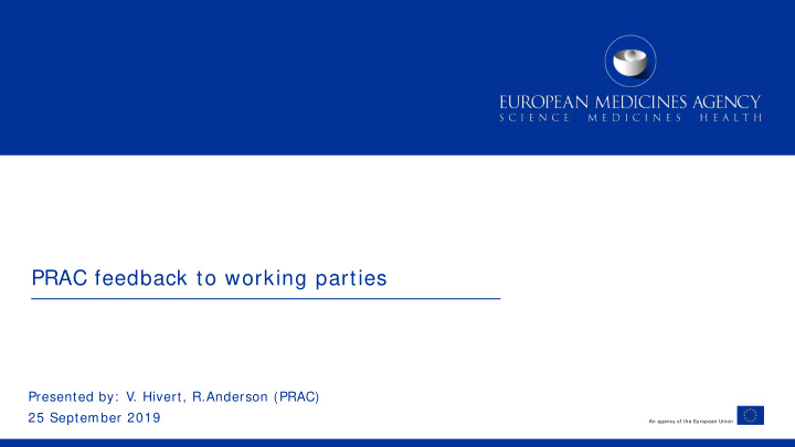 prac feedback to working parties