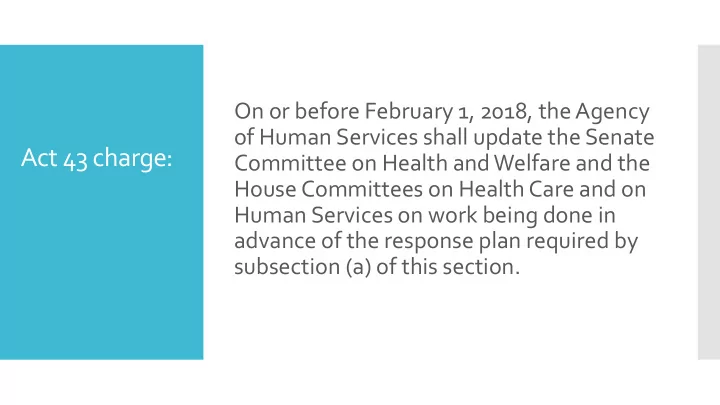 human services on work being done in advance of the