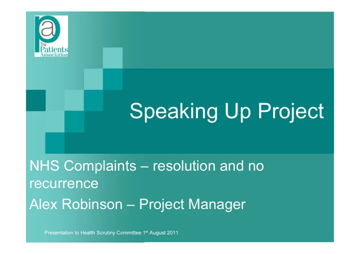 speaking up project