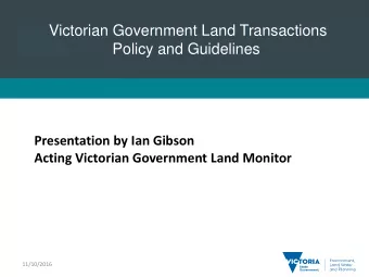 Title  Sub-heading  Presentation by Ian Gibson  Acting Victorian Government Land Monitor